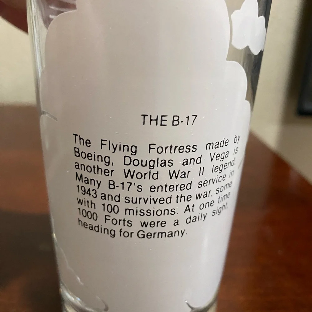 Collectable,Set of 6, Aviation Drinking Glasses, with Designs of Fighter Planes - Picture 11 of 14